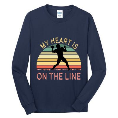 My Heart Is On The Line Football Offense Retro Design Tall Long Sleeve T-Shirt