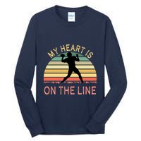 My Heart Is On The Line Football Offense Retro Design Tall Long Sleeve T-Shirt