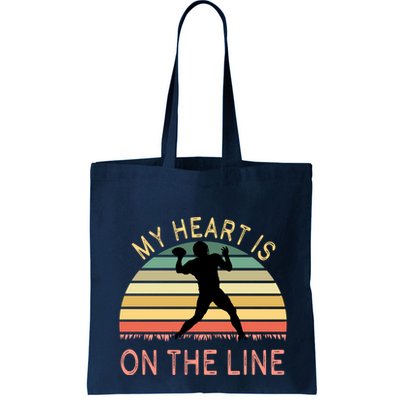 My Heart Is On The Line Football Offense Retro Design Bag