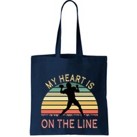 My Heart Is On The Line Football Offense Retro Design Bag