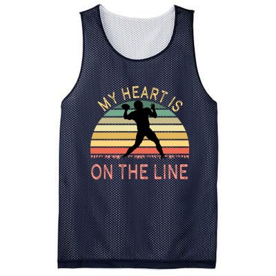 My Heart Is On The Line Football Offense Retro Design Mesh Reversible Basketball Jersey Tank