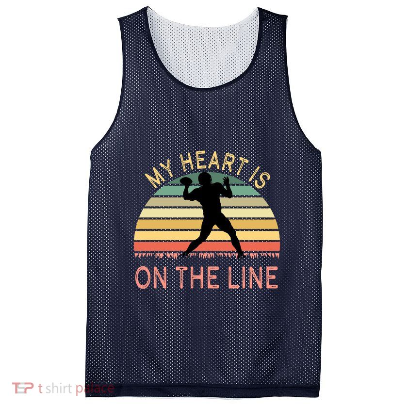 My Heart Is On The Line Football Offense Retro Design Mesh Reversible Basketball Jersey Tank