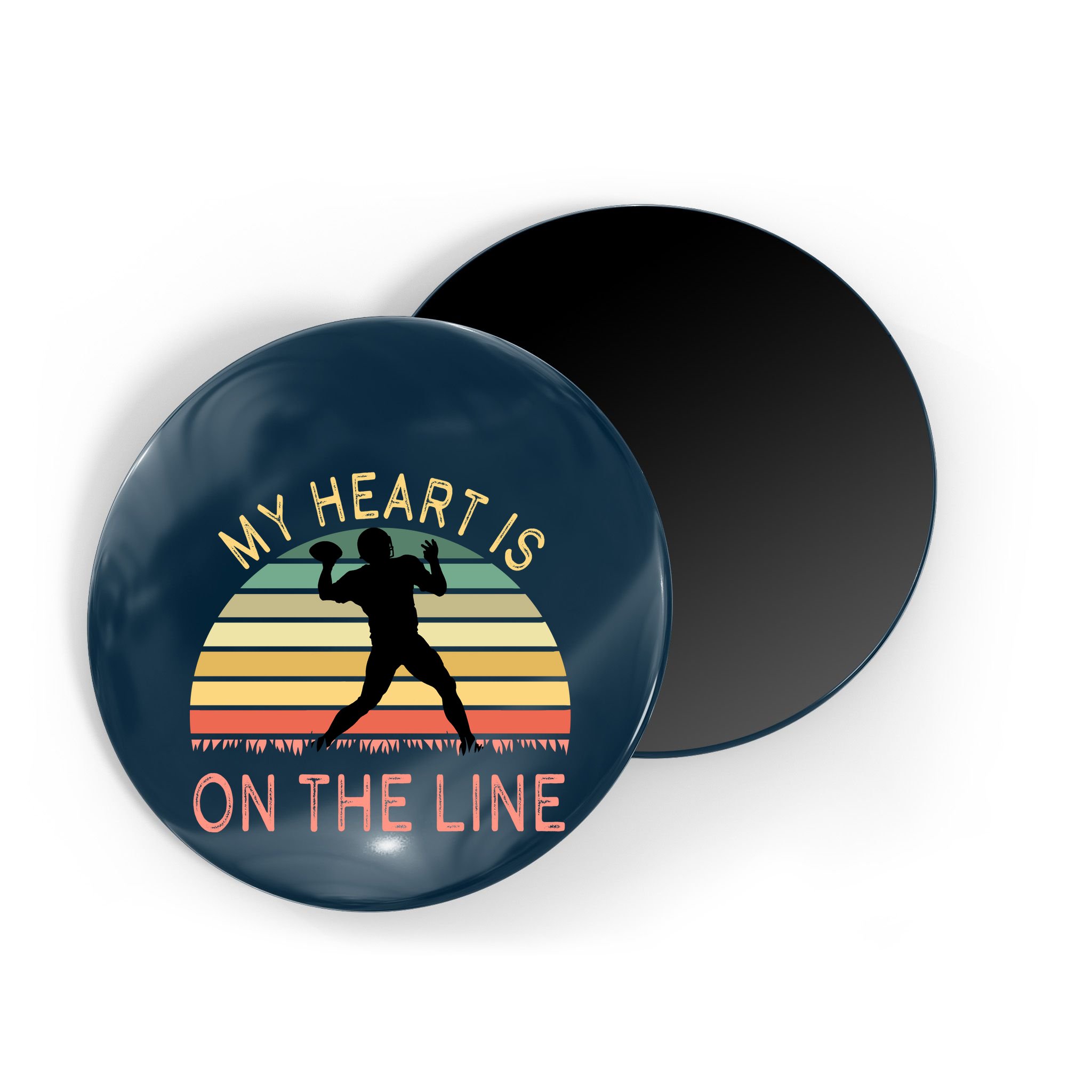 My Heart Is On The Line Football Offense Retro Design Magnet