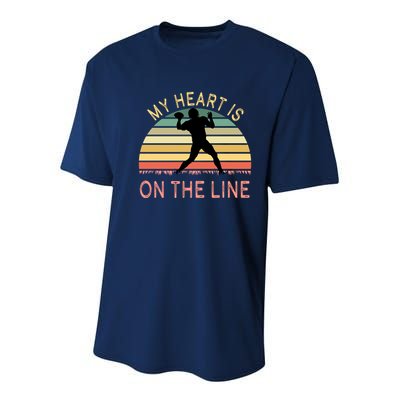 My Heart Is On The Line Football Offense Retro Design Youth Performance Sprint T-Shirt