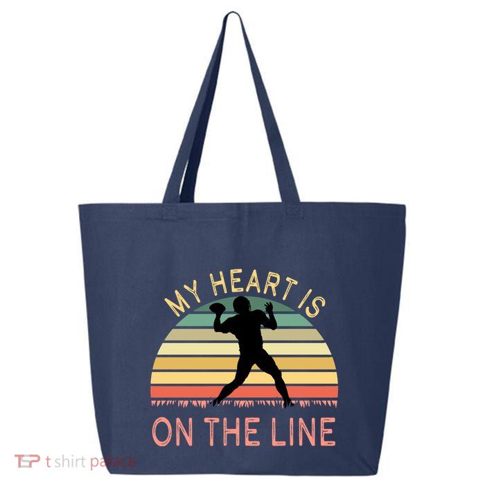 My Heart Is On The Line Football Offense Retro Design 25L Jumbo Tote