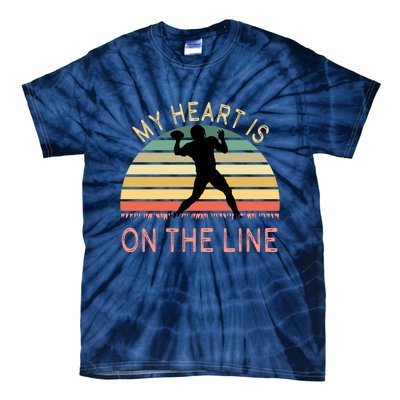 My Heart Is On The Line Football Offense Retro Design Tie-Dye T-Shirt