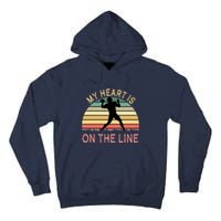 My Heart Is On The Line Football Offense Retro Design Tall Hoodie