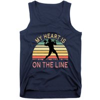 My Heart Is On The Line Football Offense Retro Design Tank Top