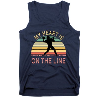 My Heart Is On The Line Football Offense Retro Design Tank Top