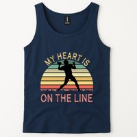 My Heart Is On The Line Football Offense Retro Design Tank Top
