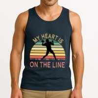 My Heart Is On The Line Football Offense Retro Design Tank Top