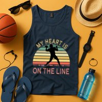 My Heart Is On The Line Football Offense Retro Design Tank Top