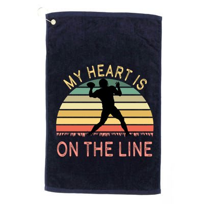 My Heart Is On The Line Football Offense Retro Design Golf Towel