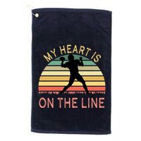 My Heart Is On The Line Football Offense Retro Design Golf Towel