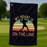 My Heart Is On The Line Football Offense Retro Design Golf Towel