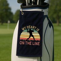 My Heart Is On The Line Football Offense Retro Design Golf Towel