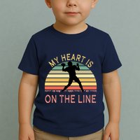 My Heart Is On The Line Football Offense Retro Design Toddler T-Shirt