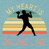 My Heart Is On The Line Football Offense Retro Design Sueded Cloud Jersey T-Shirt