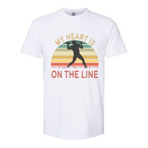 My Heart Is On The Line Football Offense Retro Design Softstyle CVC T-Shirt