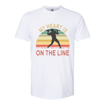 My Heart Is On The Line Football Offense Retro Design Softstyle® CVC T-Shirt