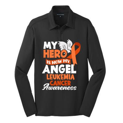 My Hero Is Now My Angel Support Leukemia Cancer Awareness Cute Gift Silk Touch Performance Long Sleeve Polo