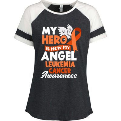 My Hero Is Now My Angel Support Leukemia Cancer Awareness Cute Gift Enza Ladies Jersey Colorblock Tee