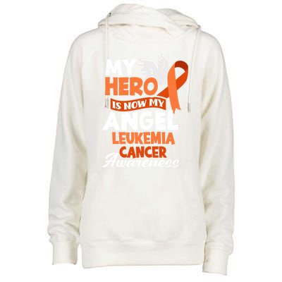 My Hero Is Now My Angel Support Leukemia Cancer Awareness Cute Gift Womens Funnel Neck Pullover Hood