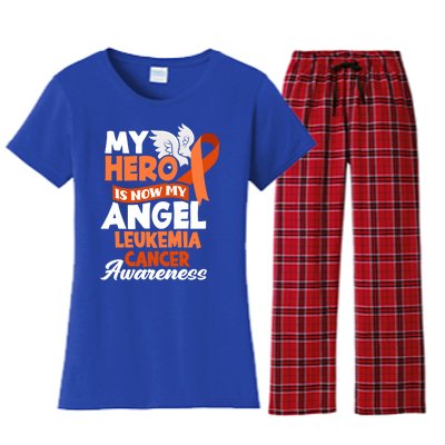 My Hero Is Now My Angel Support Leukemia Cancer Awareness Cute Gift Women's Flannel Pajama Set