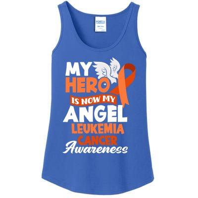 My Hero Is Now My Angel Support Leukemia Cancer Awareness Cute Gift Ladies Essential Tank