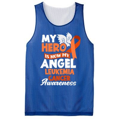 My Hero Is Now My Angel Support Leukemia Cancer Awareness Cute Gift Mesh Reversible Basketball Jersey Tank