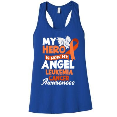 My Hero Is Now My Angel Support Leukemia Cancer Awareness Cute Gift Women's Racerback Tank