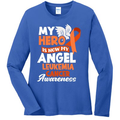 My Hero Is Now My Angel Support Leukemia Cancer Awareness Cute Gift Ladies Long Sleeve Shirt