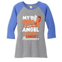 My Hero Is Now My Angel Support Leukemia Cancer Awareness Cute Gift Women's Tri-Blend 3/4-Sleeve Raglan Shirt