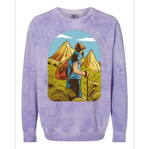 Man Hiking In The Mountains Colorblast Crewneck Sweatshirt