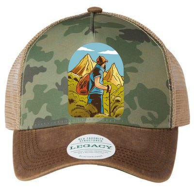 Man Hiking In The Mountains Legacy Tie Dye Trucker Hat