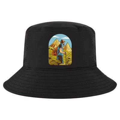 Man Hiking In The Mountains Cool Comfort Performance Bucket Hat