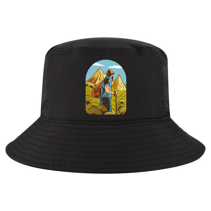 Man Hiking In The Mountains Cool Comfort Performance Bucket Hat