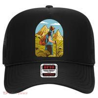 Man Hiking In The Mountains High Crown Mesh Back Trucker Hat