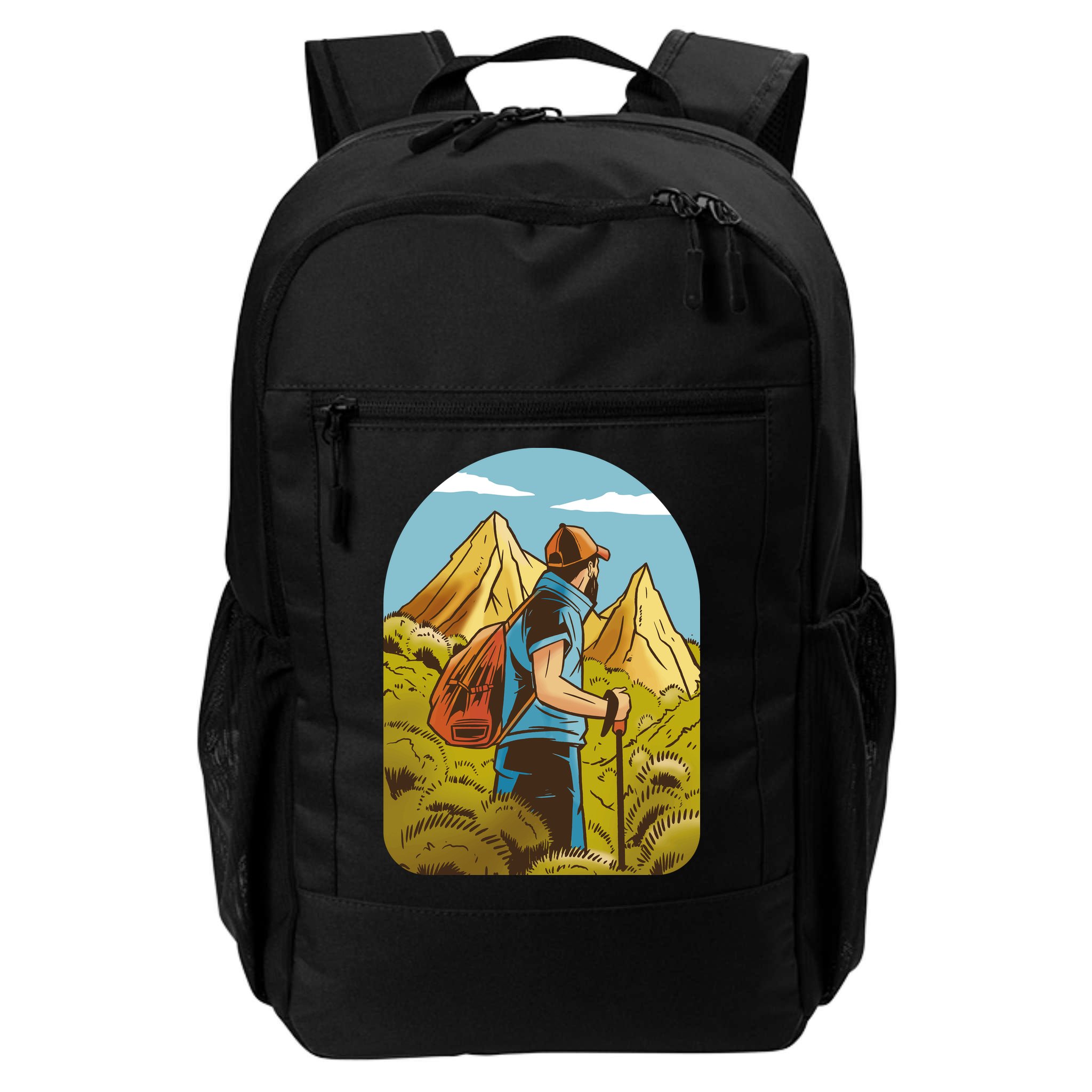 Man Hiking In The Mountains Backpack