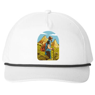 Man Hiking In The Mountains Snapback Five-Panel Rope Hat