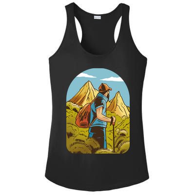 Man Hiking In The Mountains Ladies PosiCharge Competitor Racerback Tank