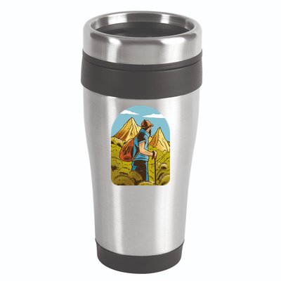 Man Hiking In The Mountains 16oz Travel Tumbler