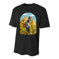 Man Hiking In The Mountains Youth Performance Sprint T-Shirt