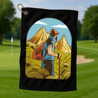 Man Hiking In The Mountains Golf Towel