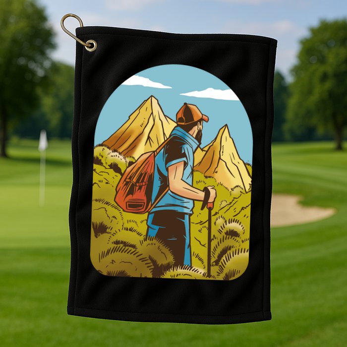 Man Hiking In The Mountains Golf Towel