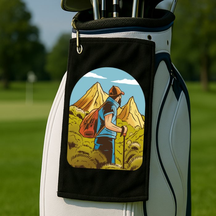 Man Hiking In The Mountains Golf Towel