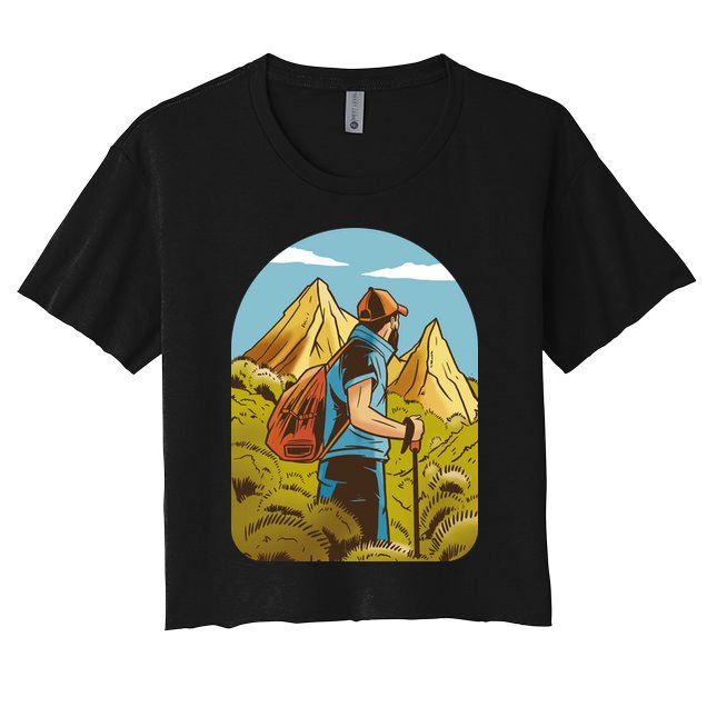 Man Hiking In The Mountains Crop Top