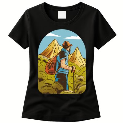 Man Hiking In The Mountains Womens T-Shirt