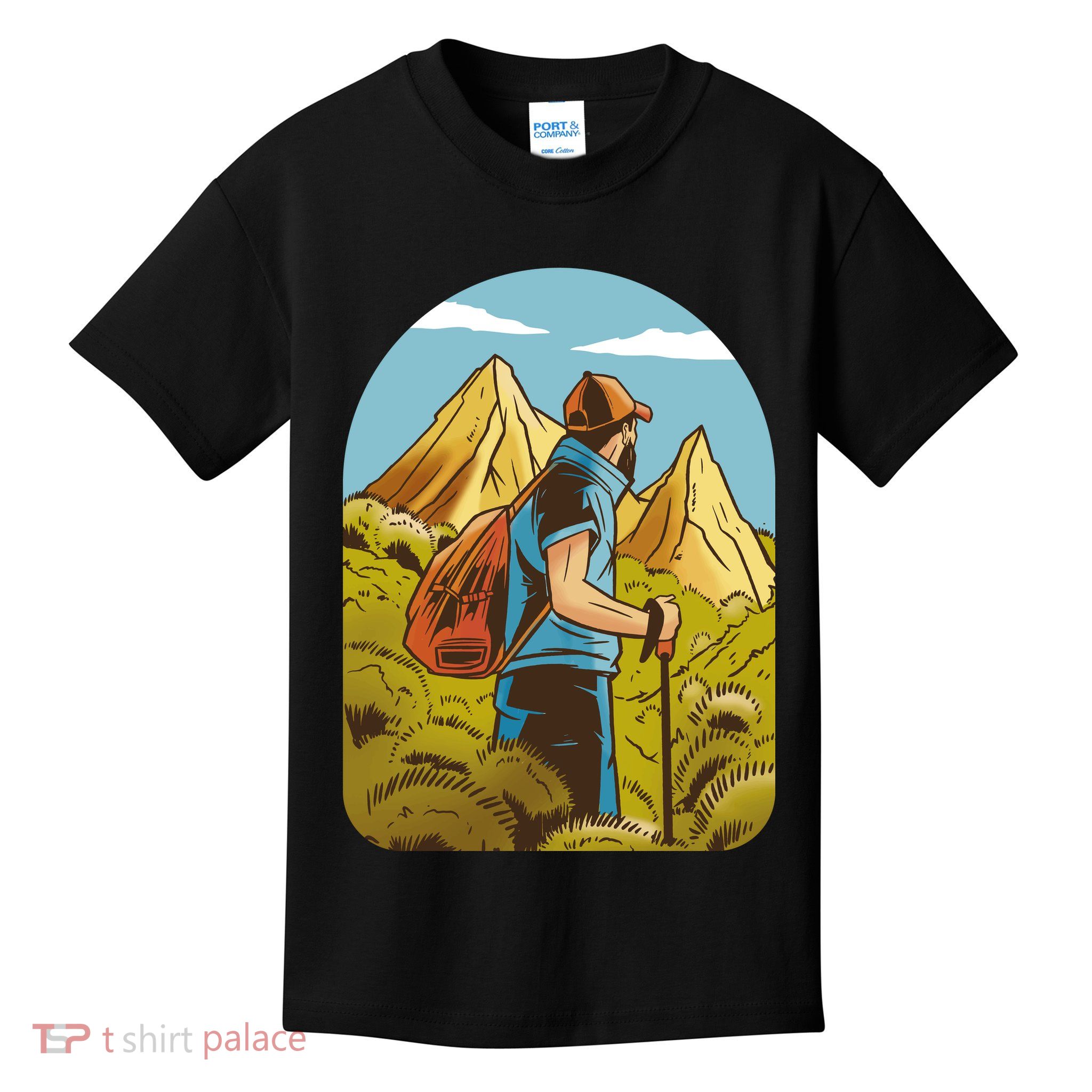 Man Hiking In The Mountains Kids T-Shirt