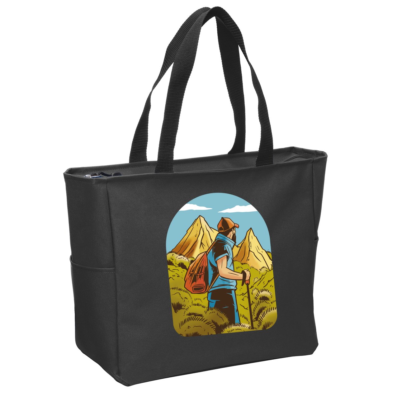 Man Hiking In The Mountains Zip Tote Bag